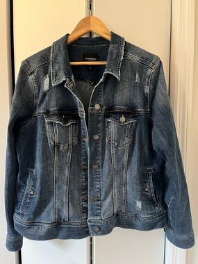 Liverpool Dark Blue Distressed Denim Jacket